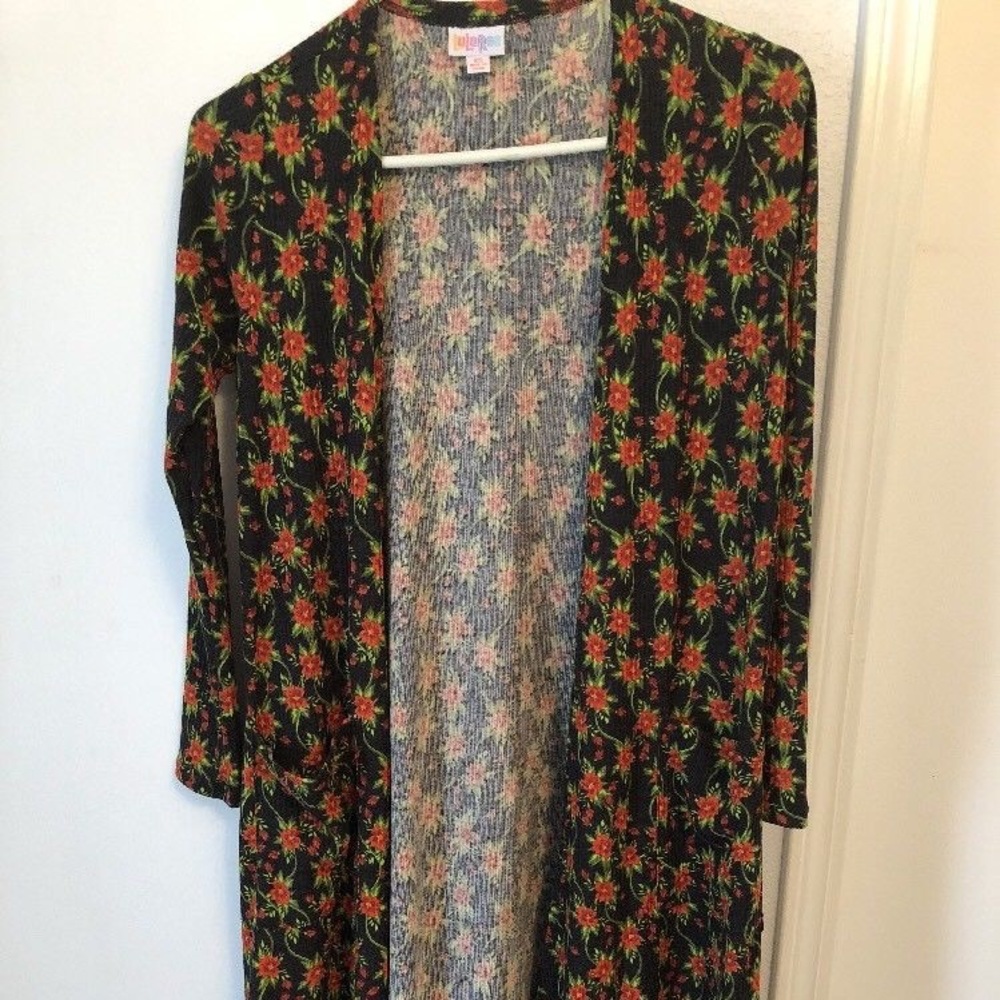 Lularoe XS Sarah cardigan NWT black floral red